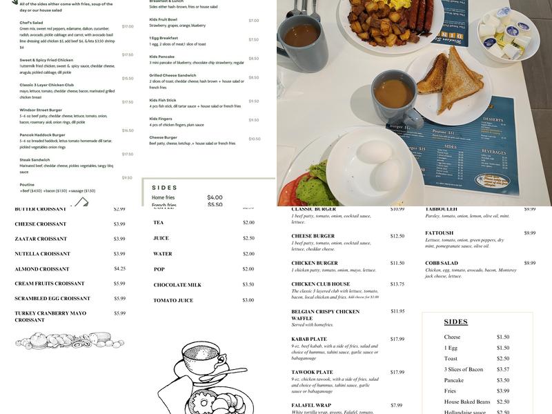 Windsor Street Diner Menu