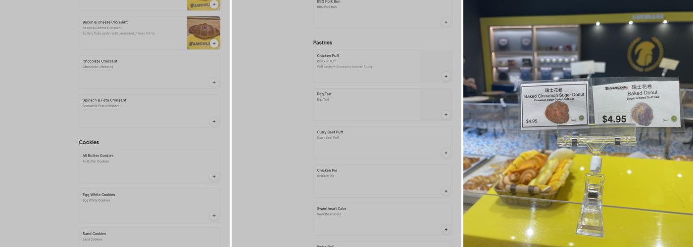 Lucullus Bakery Menu