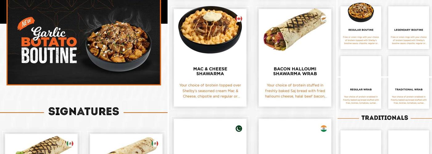 Shelby's Legendary Shawarma - Hamilton Menu