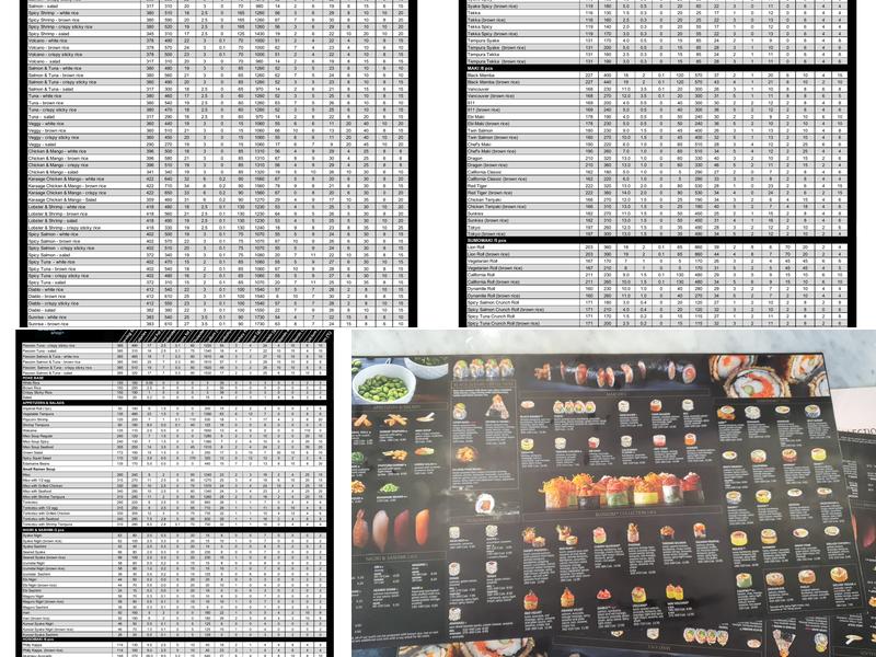 Sushi Shop Menu