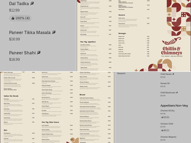 Chillis & Chimneys -The Great Indian Bistro Menu