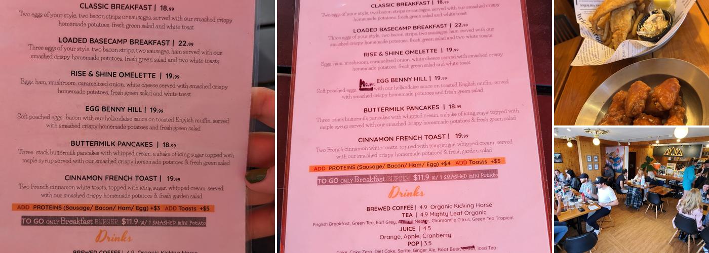 Basecamp Burger Joint Menu