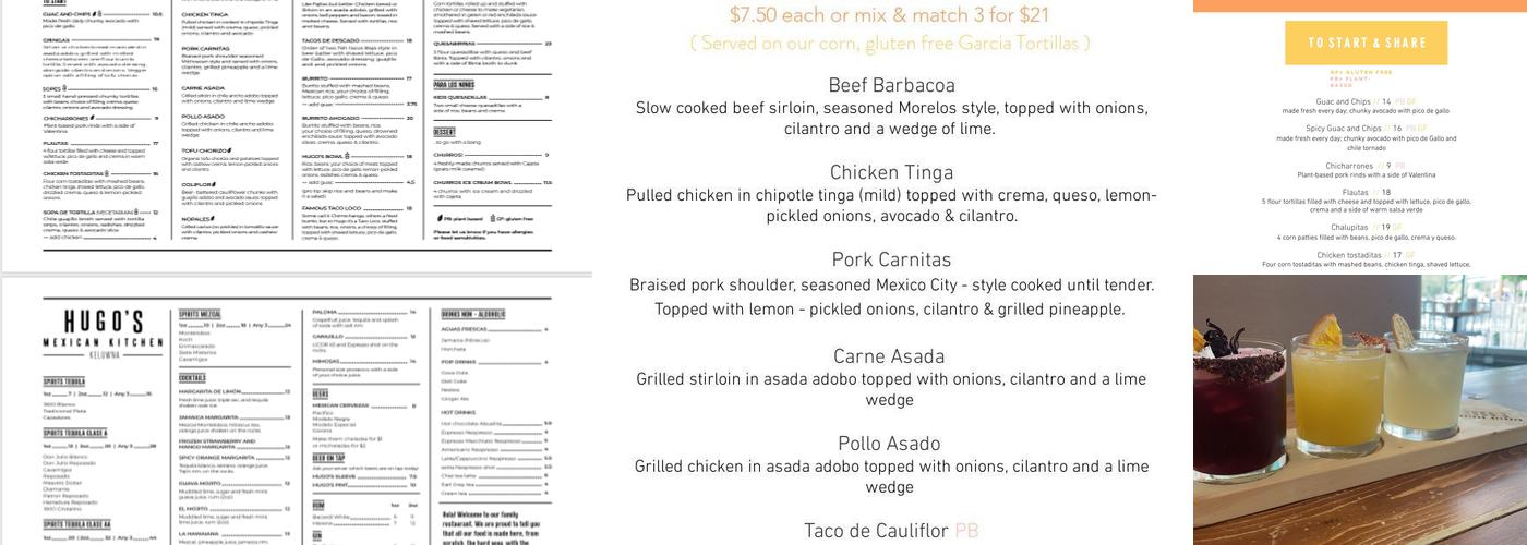 Hugo's Mexican Kitchen Menu