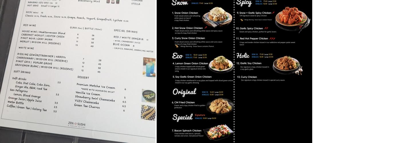 CM Chicken Kelowna Menu