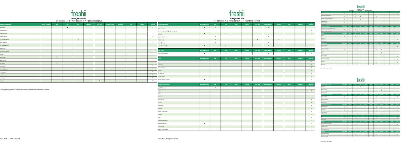 Freshii Menu