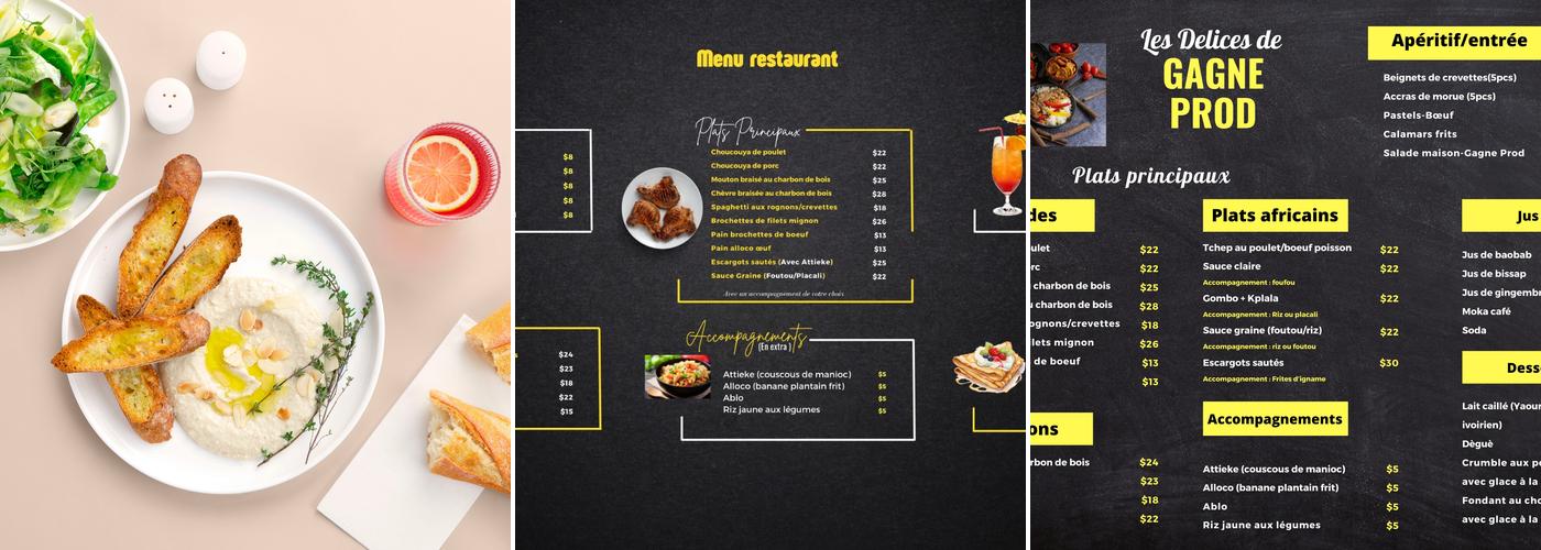 Les Délices de Gagneprod Menu