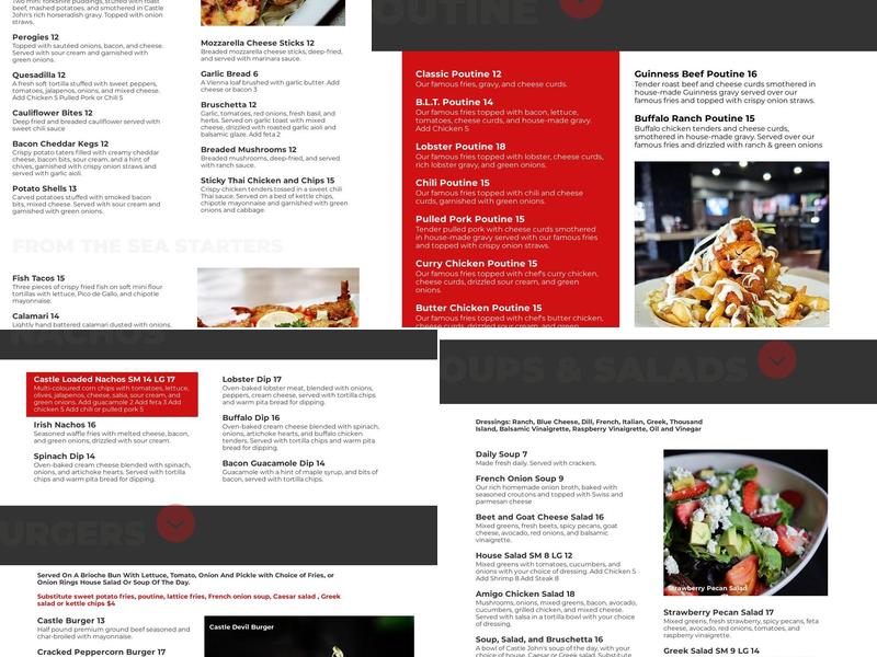 Castle John's Lindsay Menu