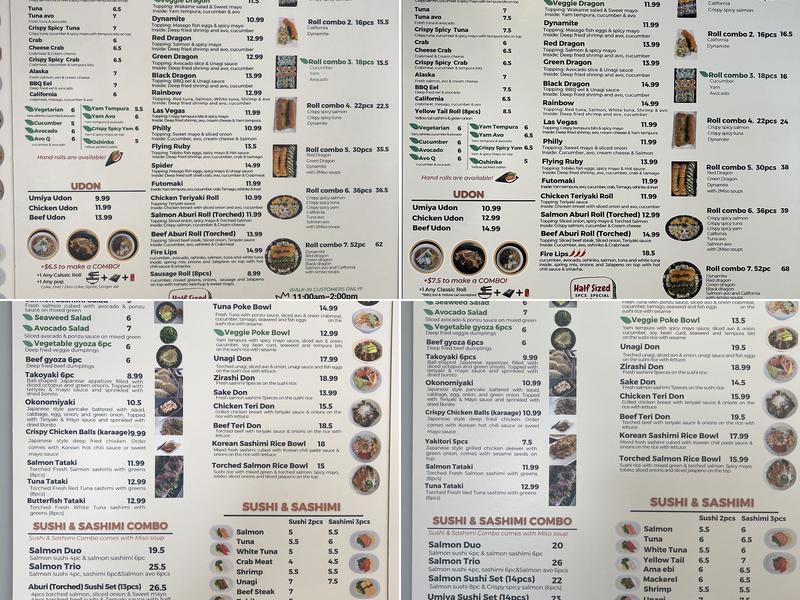 Umiya sushi Menu
