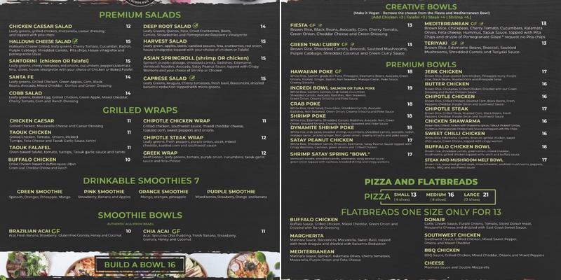 Build A Bowl ( North ) Menu