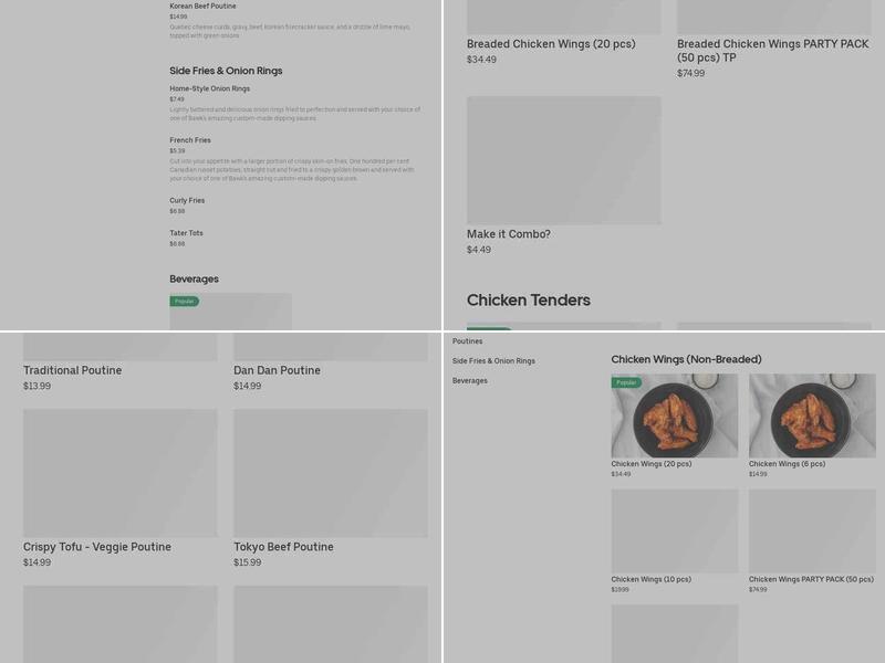 Bawk Bawk Chicken & Poutines Menu
