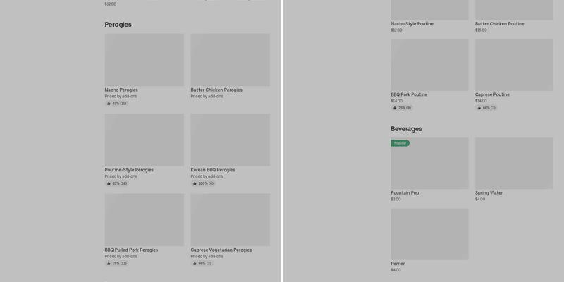 Perogies And Poutine Menu