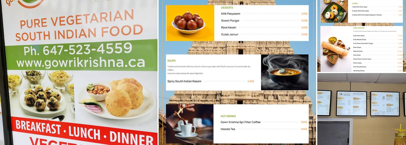 GOWRI KRISHNA ...PURE VEGETARIAN SOUTH INDIAN RESTAURANT Menu