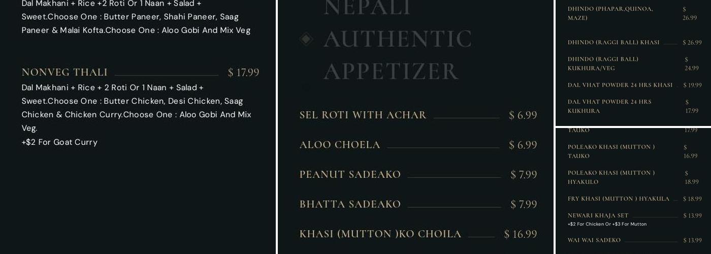 Gorkha Palace Menu