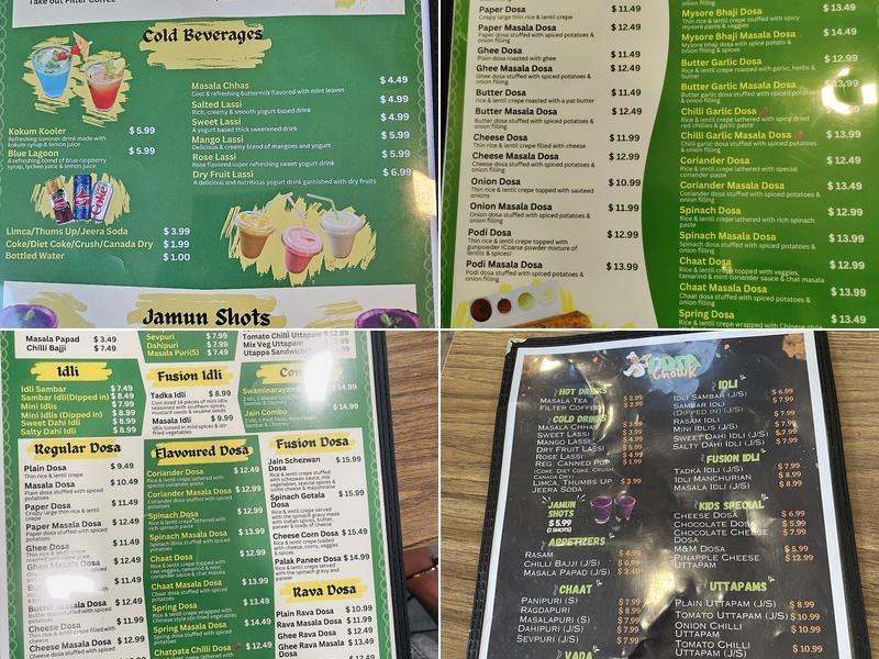 Dosa Chowk Menu