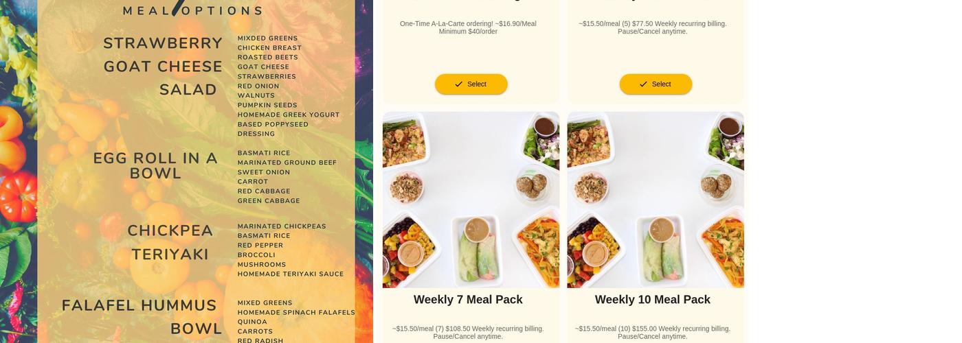 Vibrant Life - Meal Prep Service Menu