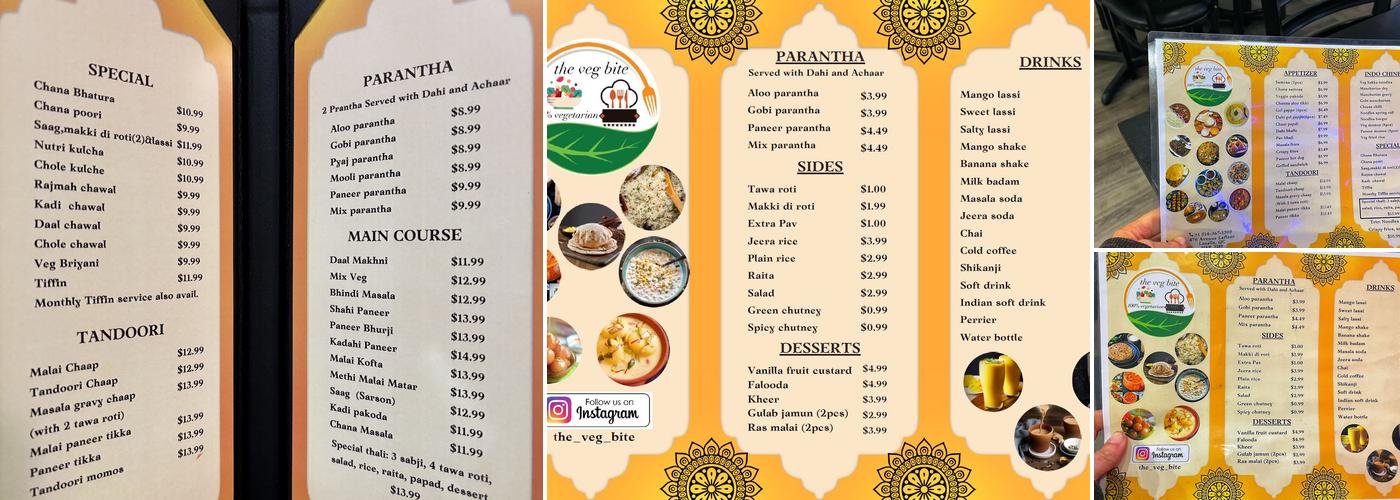 The veg bite Menu