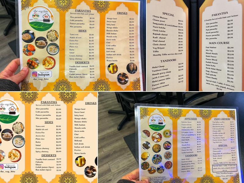 The veg bite Menu