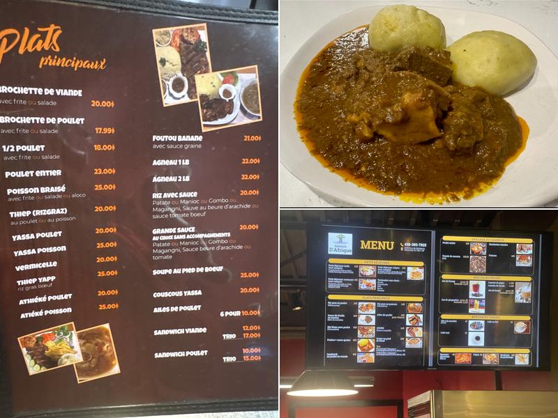 Saveur d'afrique Menu
