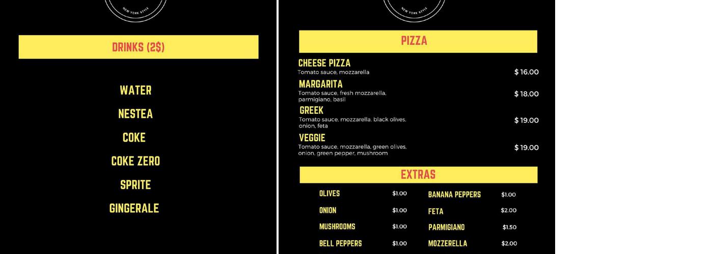 Jojo's Pizza Menu