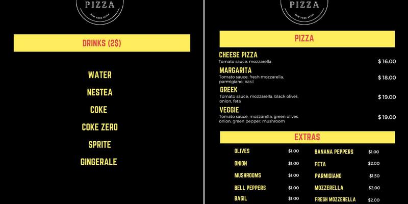 Jojo's Pizza Menu
