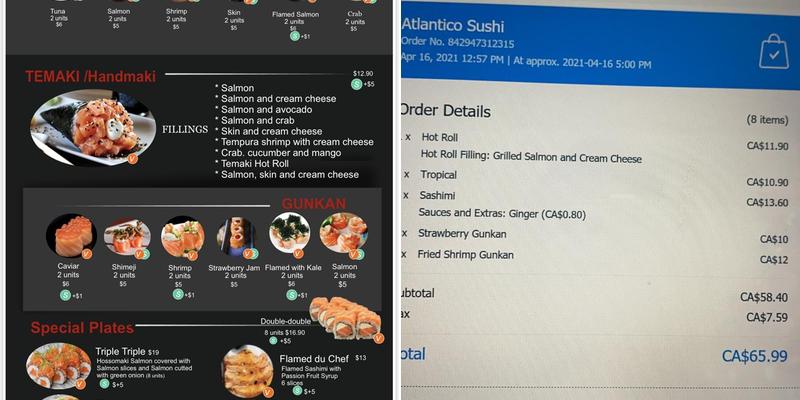 Atlantico Sushi Menu