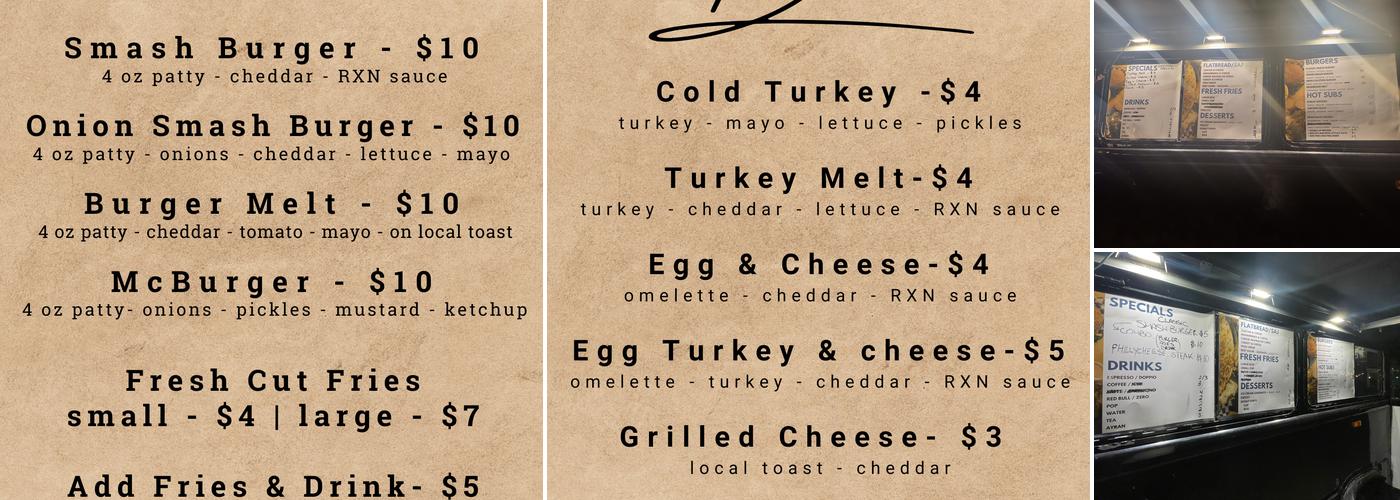 Reactions Burgers Menu