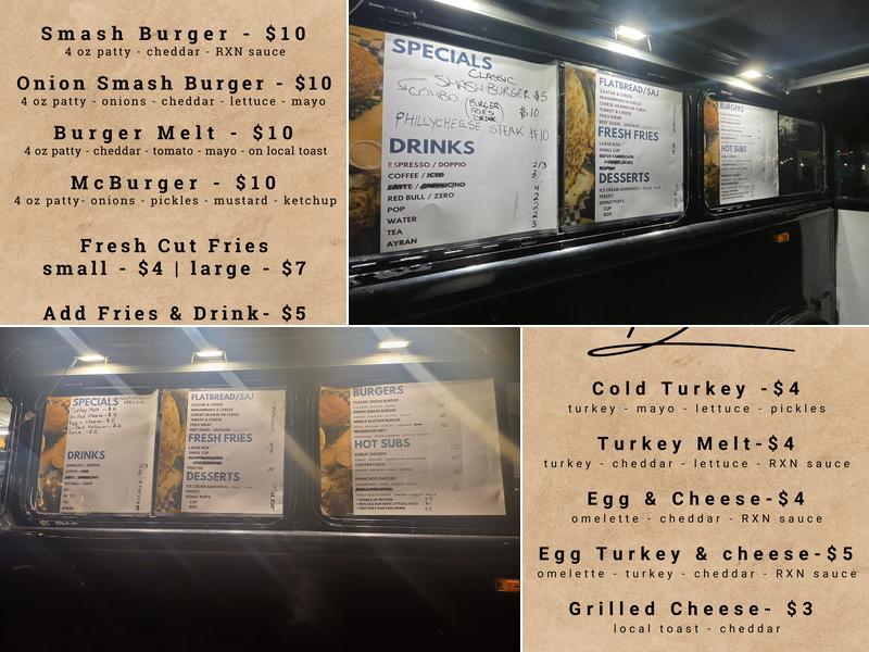 Reactions Burgers Menu