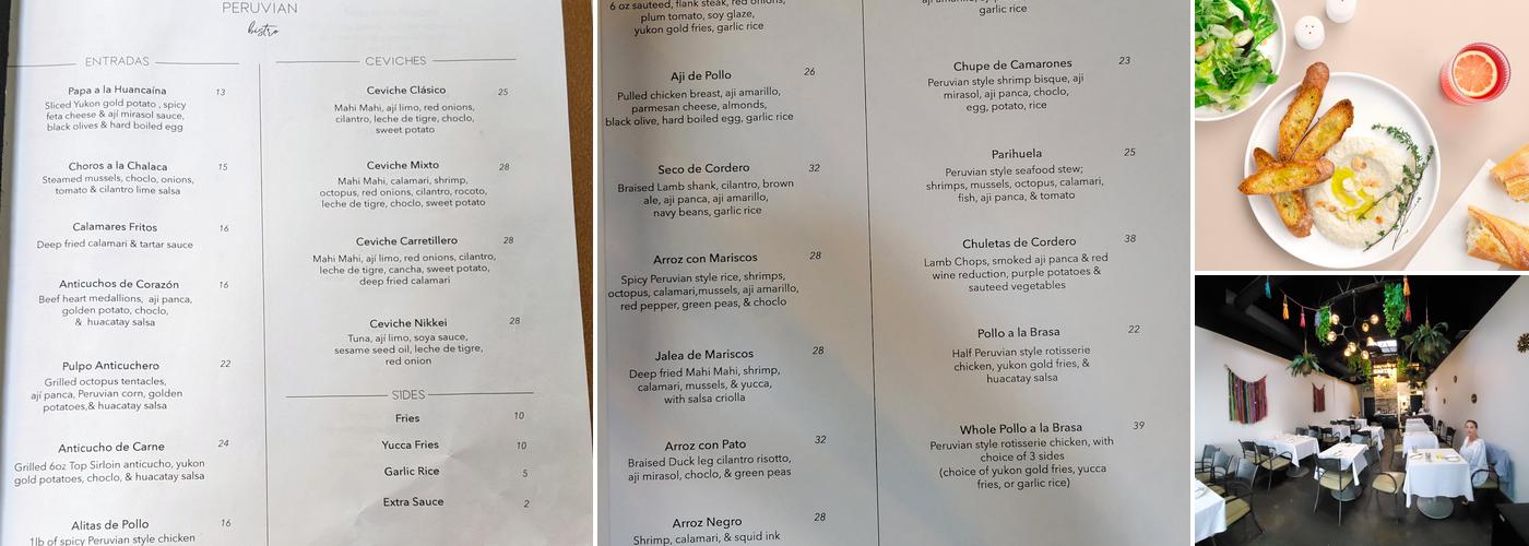 Pisac Peruvian Bistro Oakville Menu