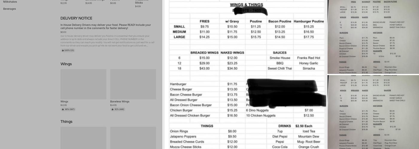 Wings N' Things Menu