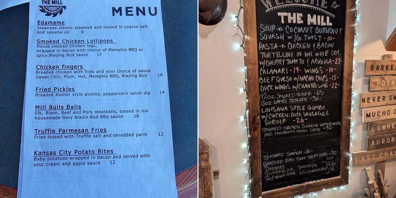 The Mill Pub Menu