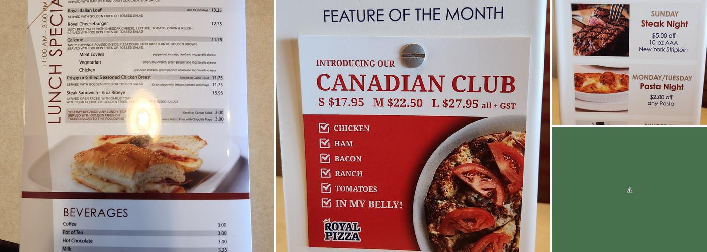 Royal Pizza Regina Menu