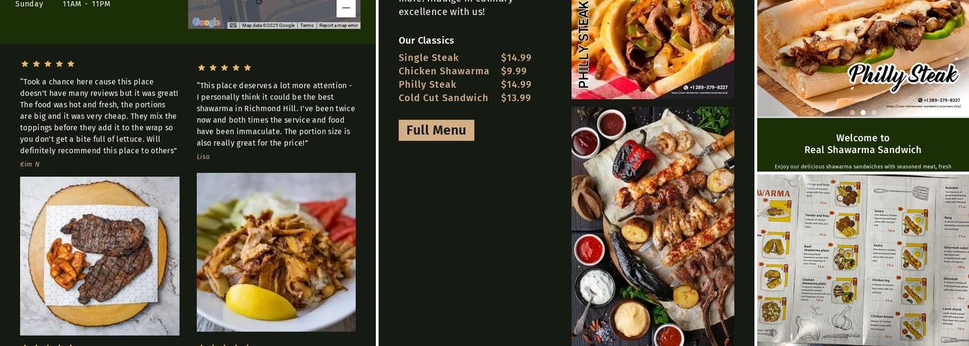 Real Shawarma sandwich Menu