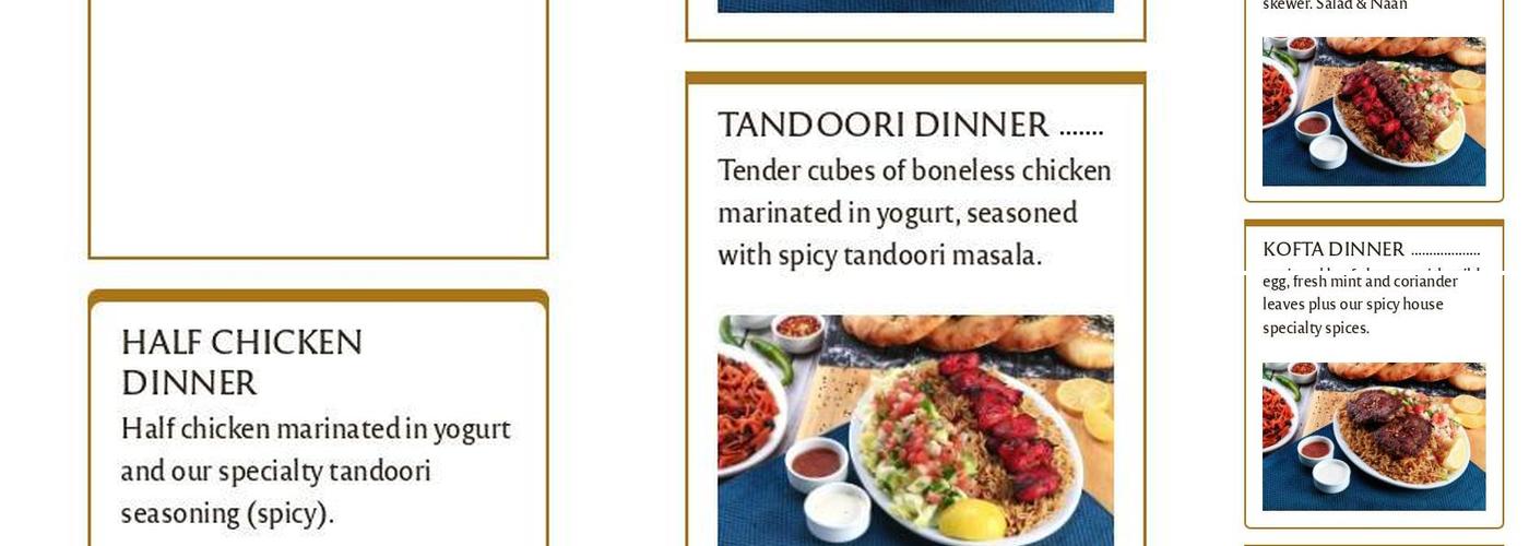 Caravan Kabob House Menu