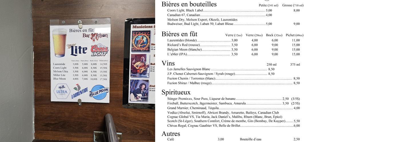 Bar Nelson Menu