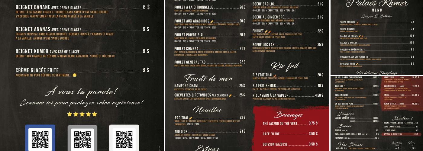 Resto-Bar Palais Khmer Valleyfield Menu