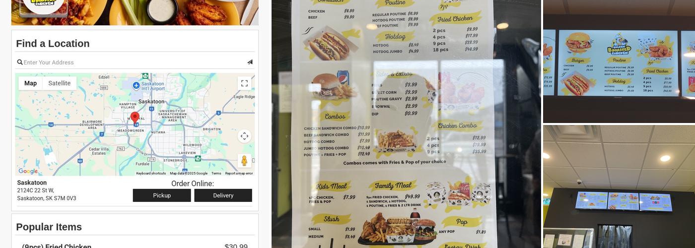 Golden Broasted Chicken Menu