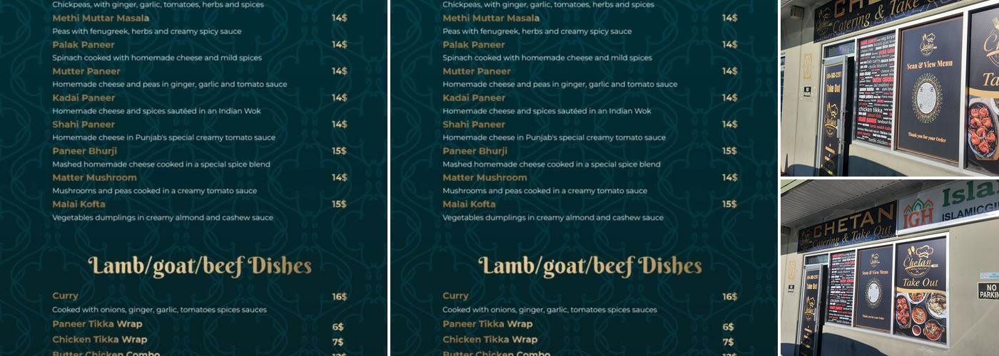 Chetan Catering and Take out Menu