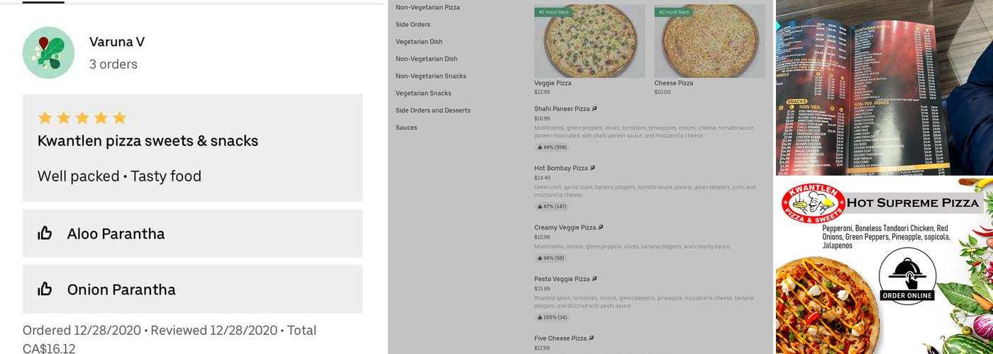 Kwantlen Pizza and Sweets Menu