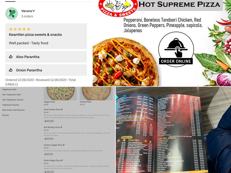 Kwantlen Pizza and Sweets Menu