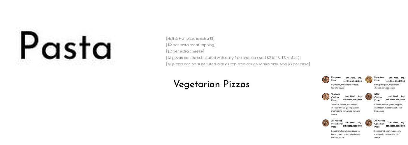 All Around Pizza Menu