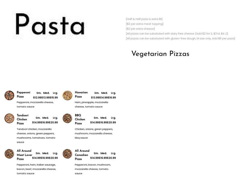 All Around Pizza Menu
