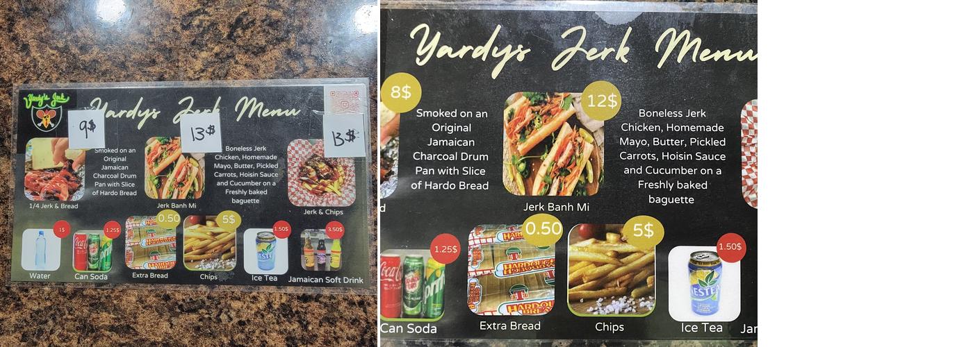 Yardys Jerk Menu