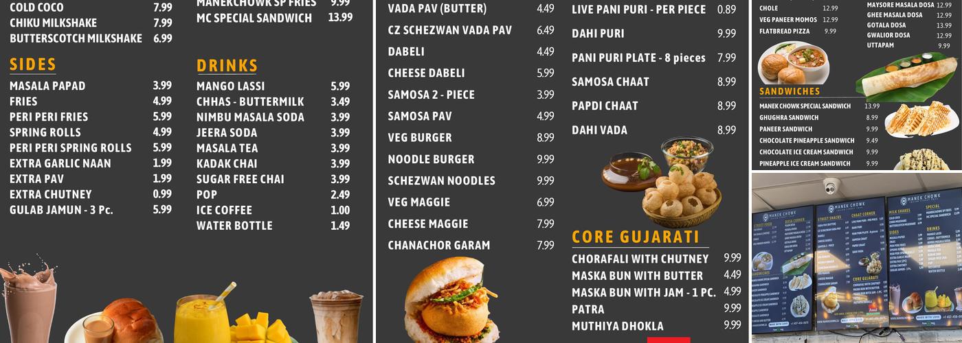 Manek Chowk - Indian Street Food Menu