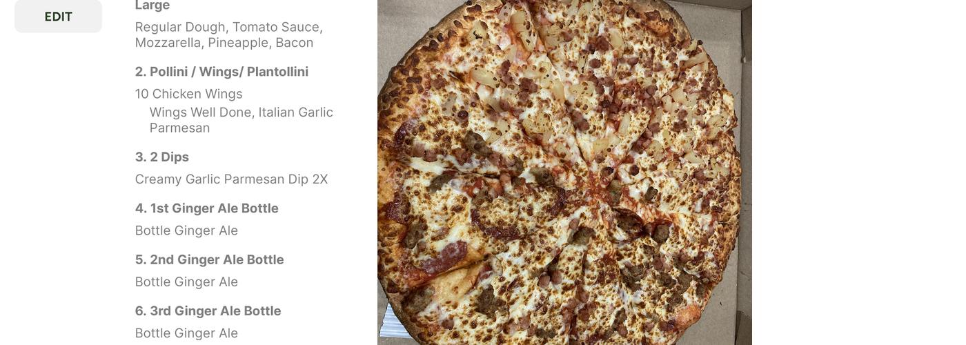 Pizza Nova Support Office Menu