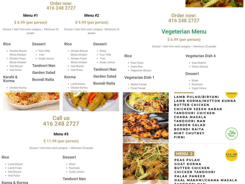 Sohana Catering & Banquet Menu