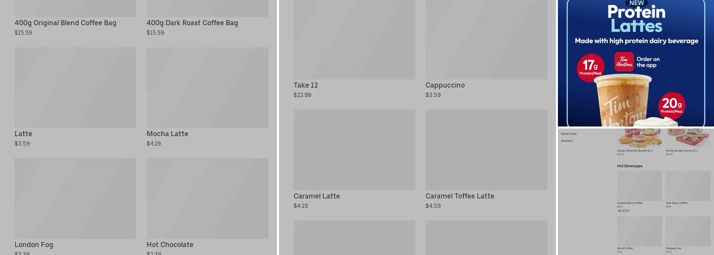 Tim Hortons Menu
