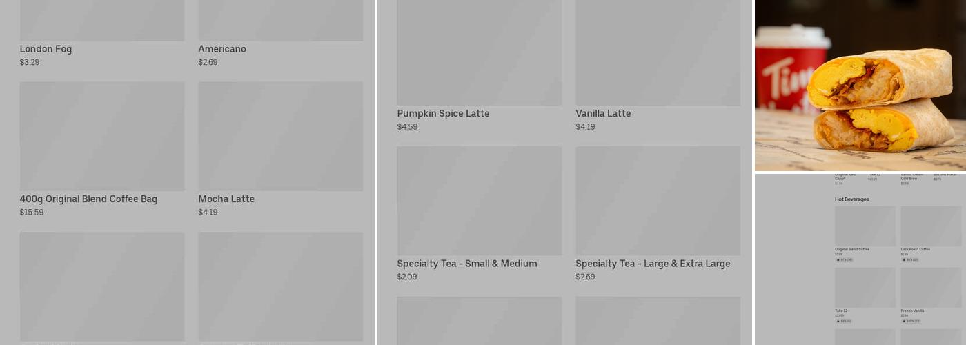 Tim Hortons Menu