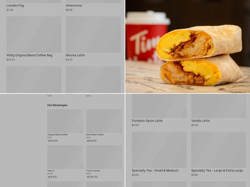 Tim Hortons Menu