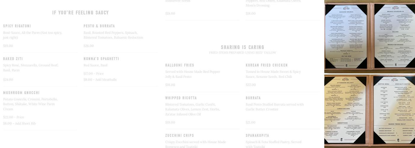 Bodega Rose Menu