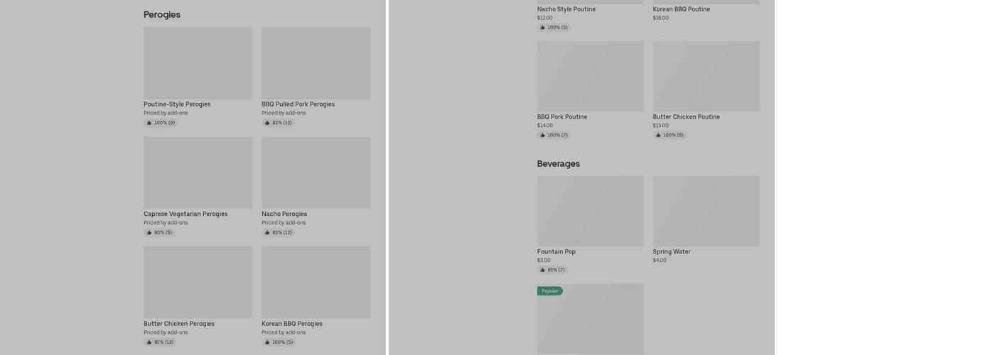 Perogies And Poutine Menu